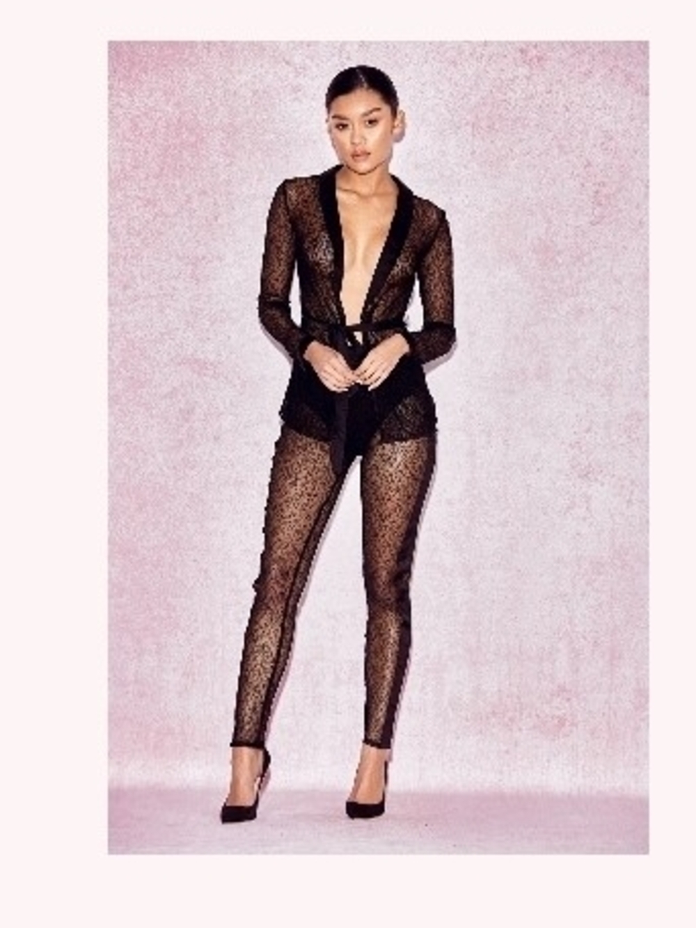 Devina Black Lace Tuxedo And Trousers Two Piece Set House Of CB